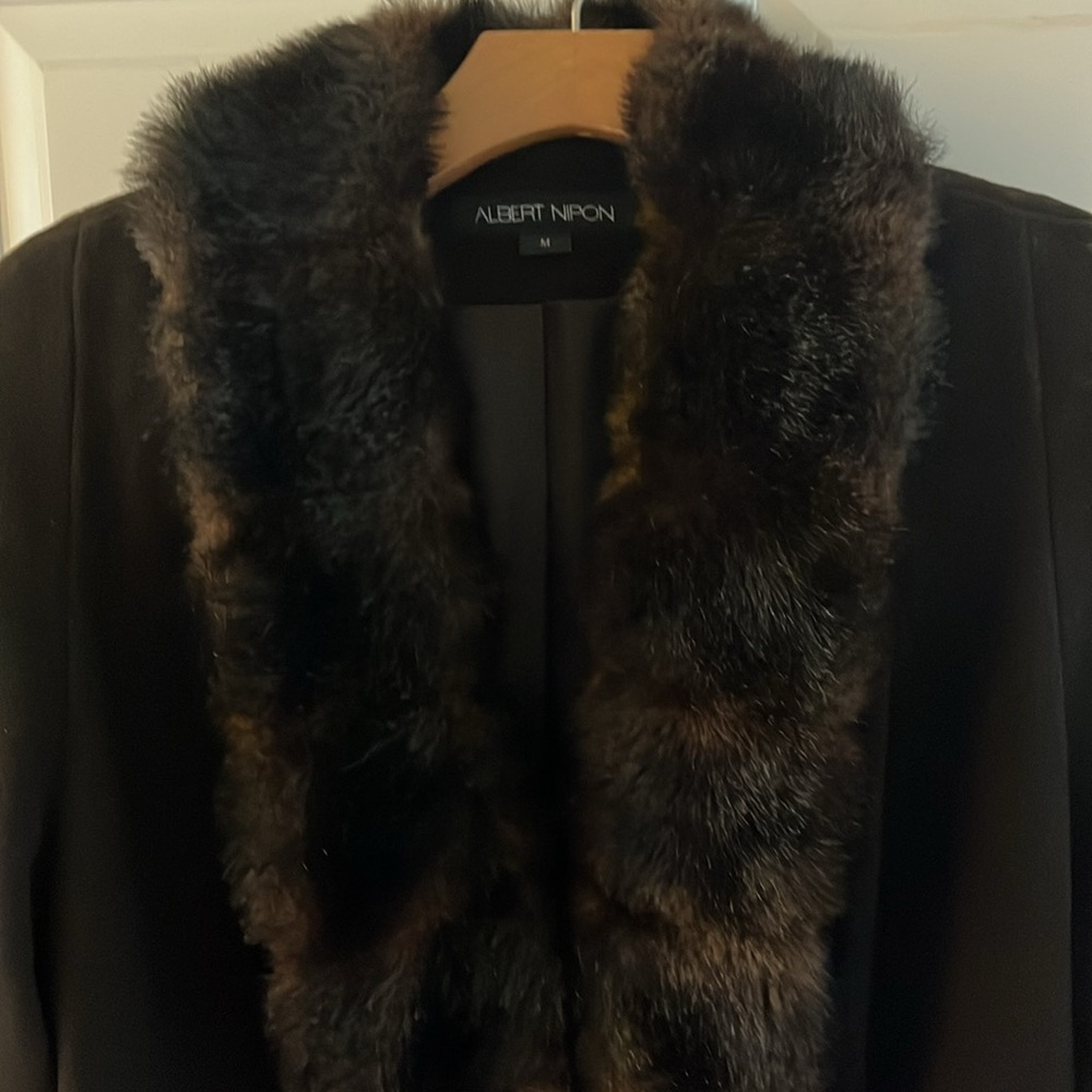 Gorgeous! Albert Nipon Faux Fur Wool Car Coat. Ch… - image 2